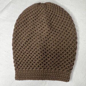 CC Exclusive Hand-crocheted Tan Beanie 100% Acrylic Warm Comfortable Stretch NWT